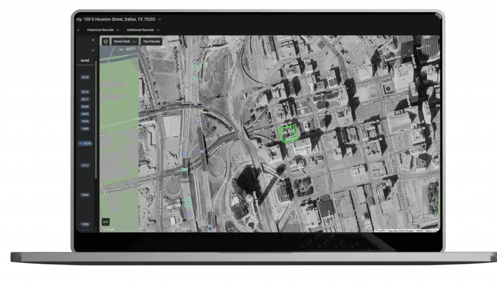 Historical aerial photographs used to evaluate past site conditions and potential environmental impacts