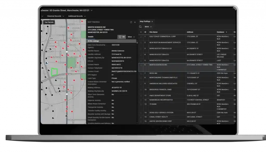 EDR Radius Map Report with GEOCHECK displaying environmental records and regulatory data for Phase I ESA review.