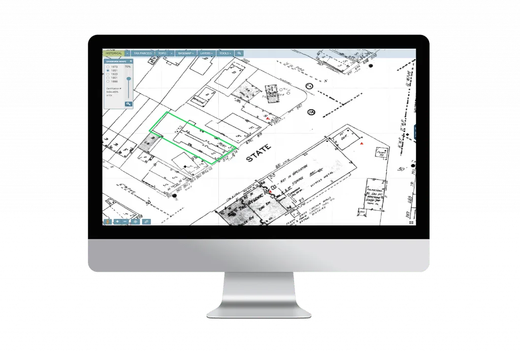 SANBORN Fire Insurance Map showing historical land use and property conditions for environmental site assessment