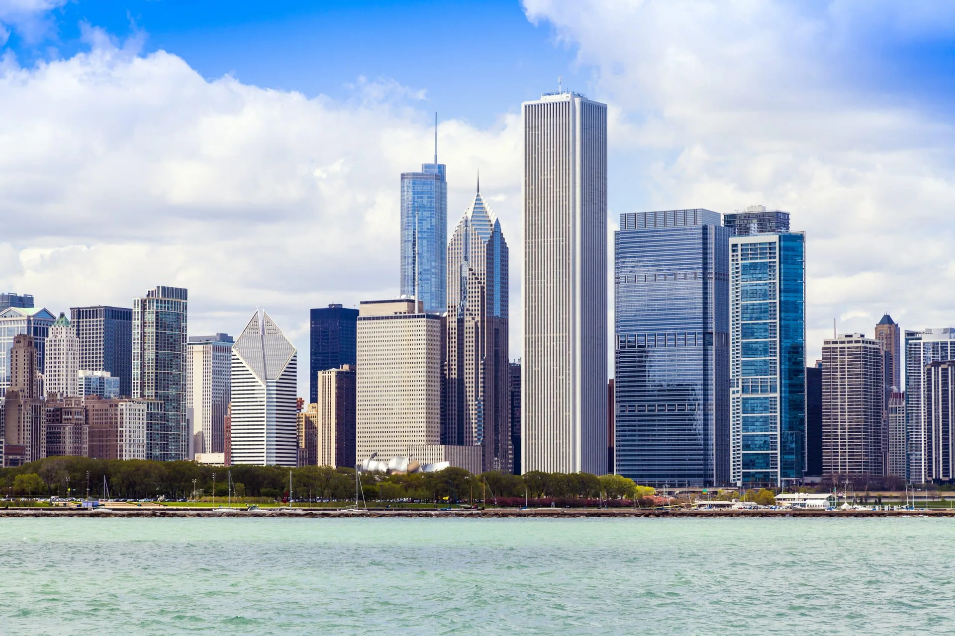 Chicago,Skyline,With,Blue,Clear,Sky
