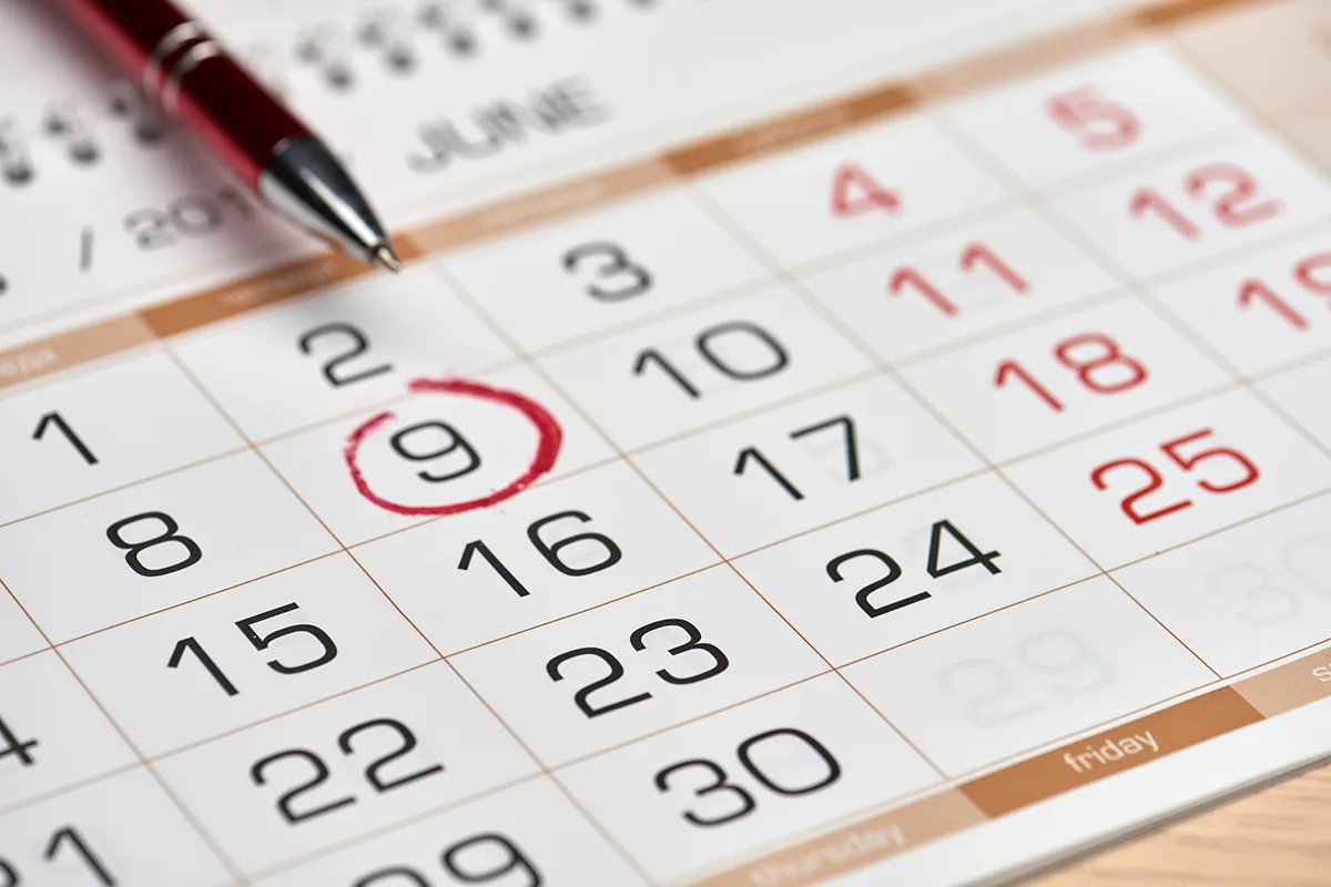 Calendar with dates