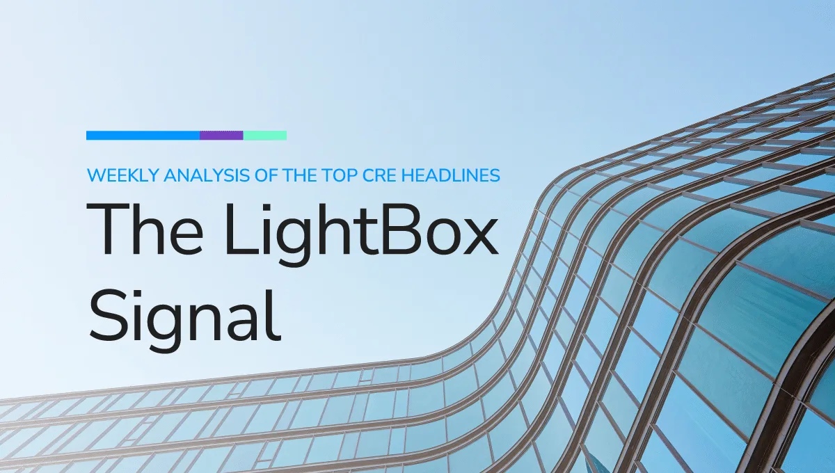 LightBox Signal weekly commercial real estate news analysis graphic with branded header design.