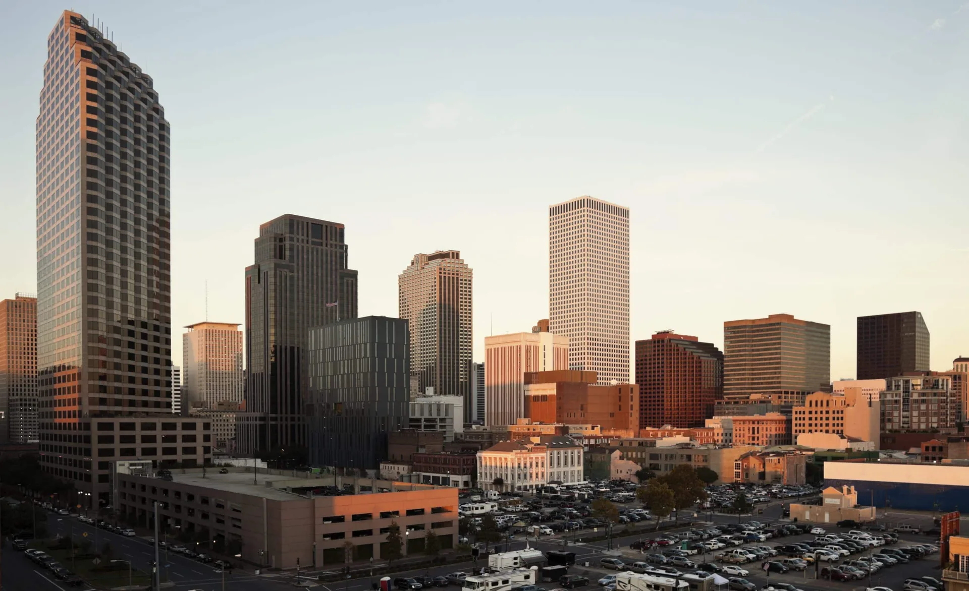 Sunset,In,Downtown,Fo,New,Orleans,,Louisiana,,Usa