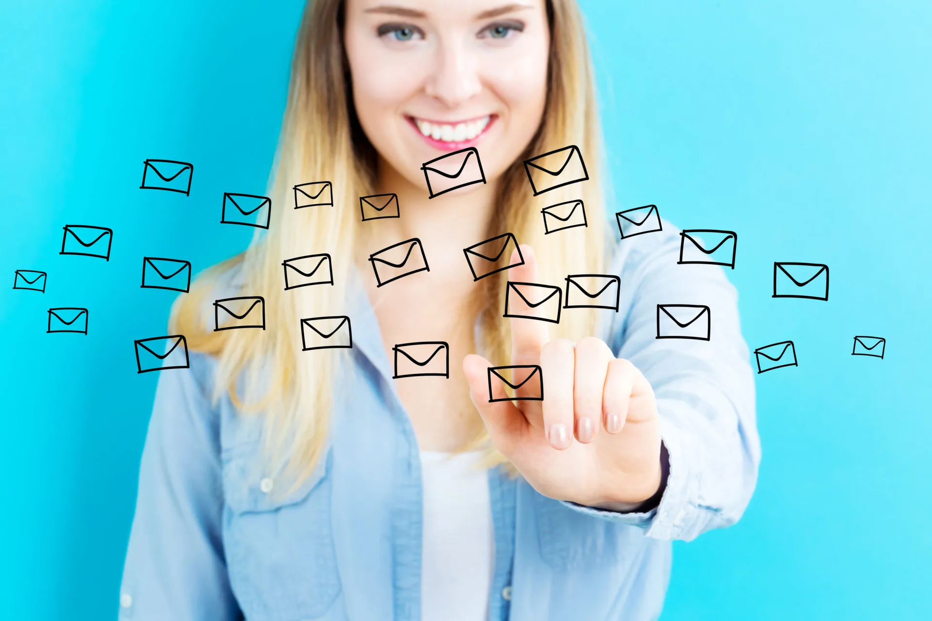 Email concept with young woman
