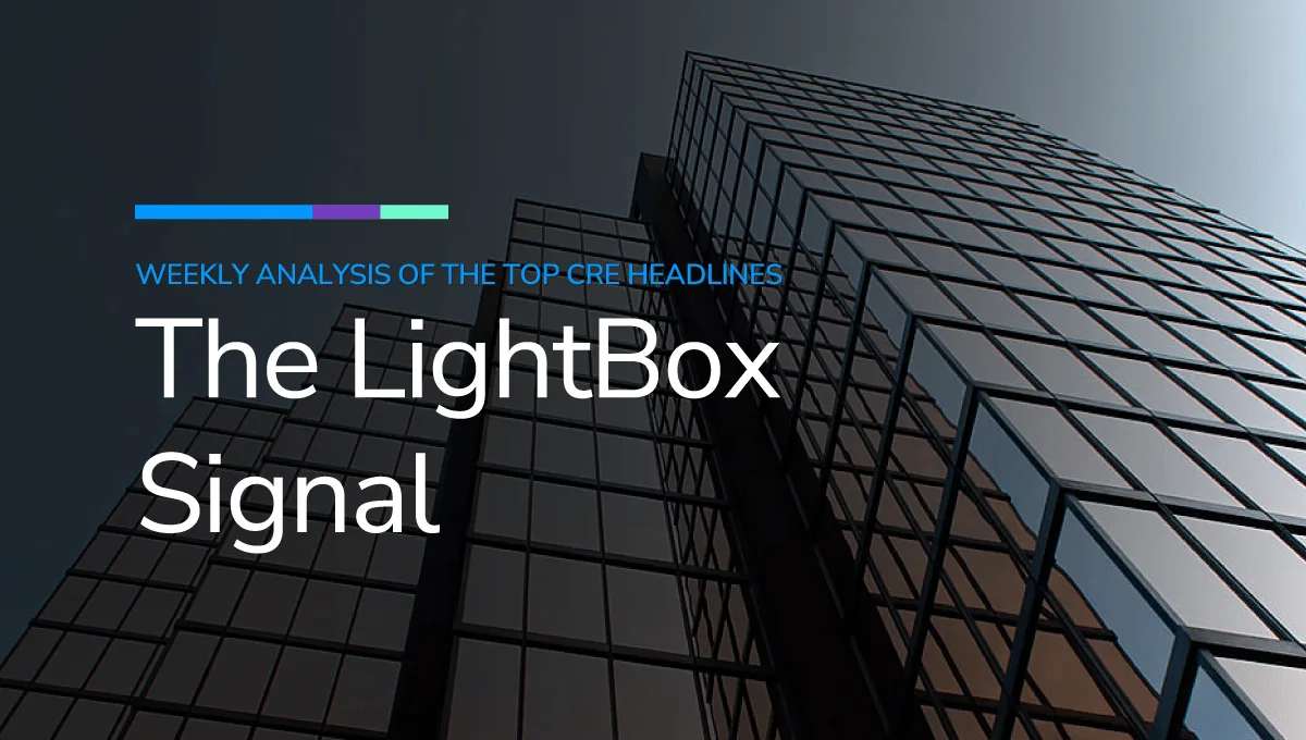 LightBox Signal weekly commercial real estate news analysis graphic with branded header design.
