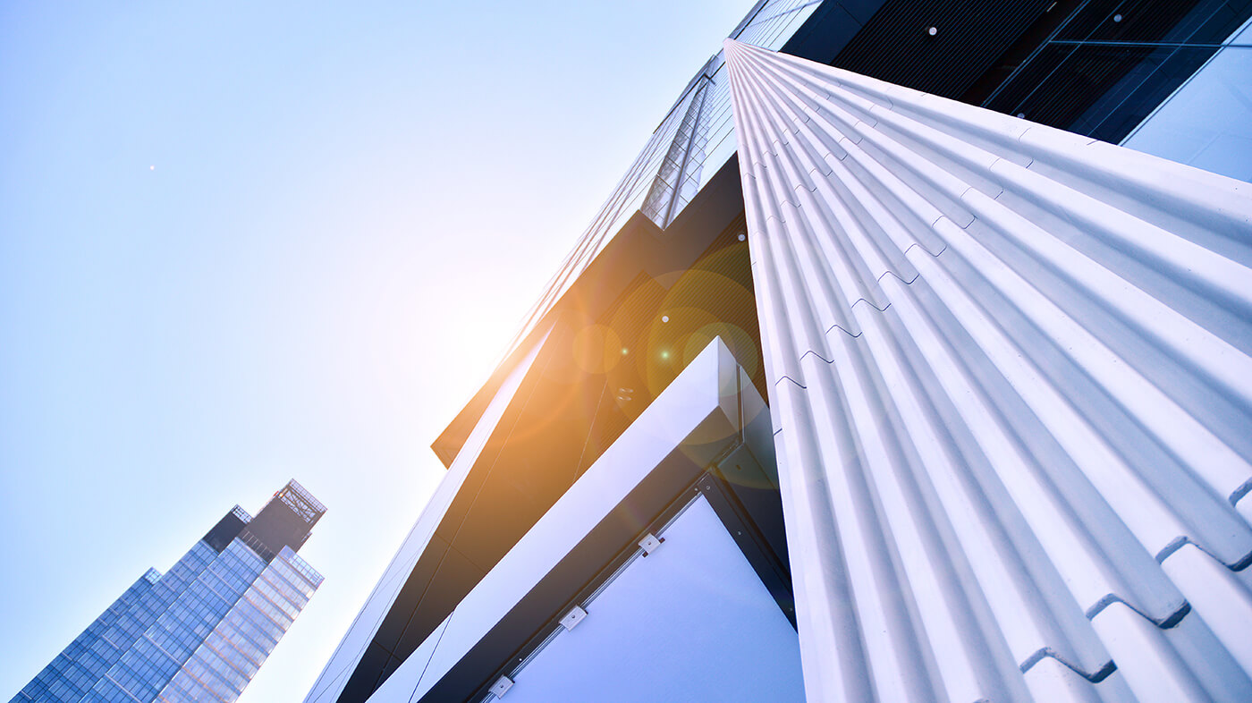 Sun going through buildings