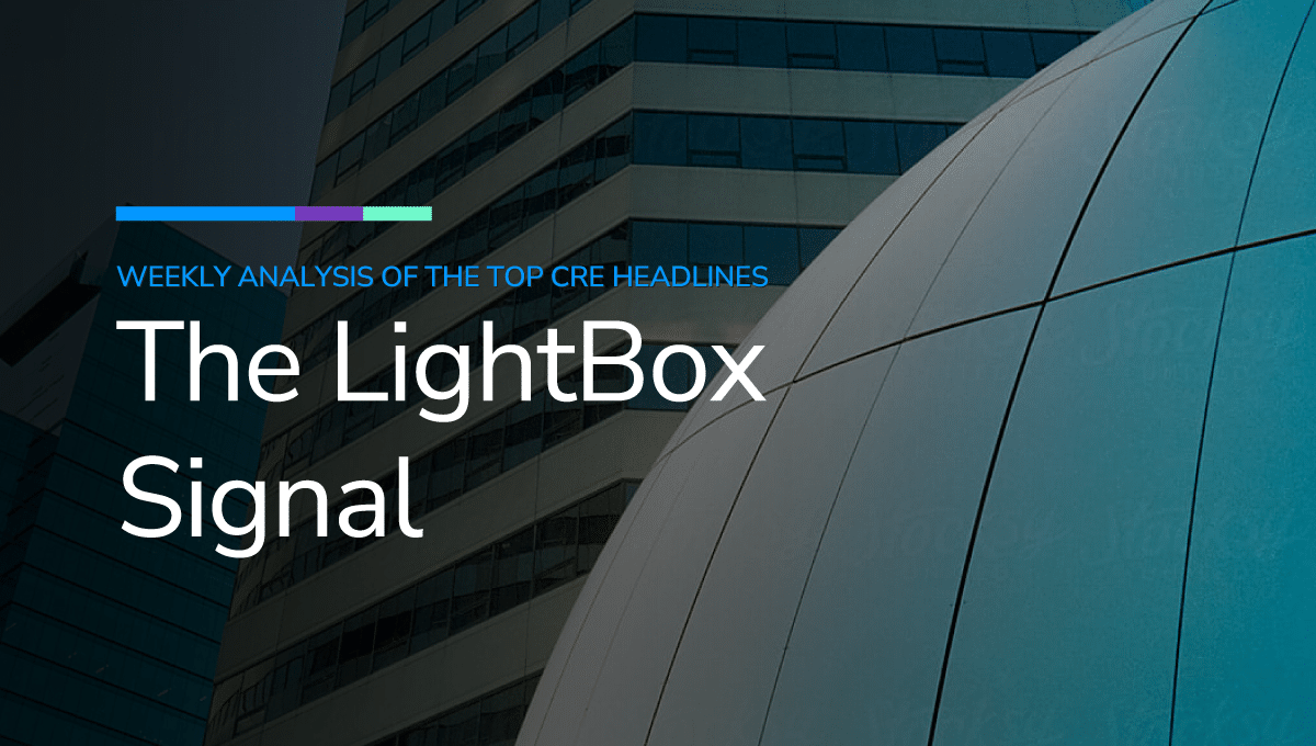 LightBox Signal weekly commercial real estate news analysis graphic with branded header design.
